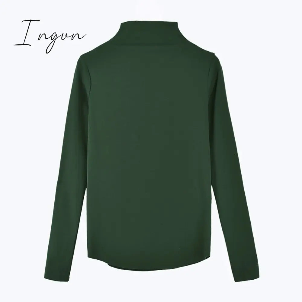Ingvn - harajuku Solid Bottoming t Shirt Women Spring Autumn Tee Shirts Korean Turtleneck Slim Long Sleeve Black White T-shirts 90s tops