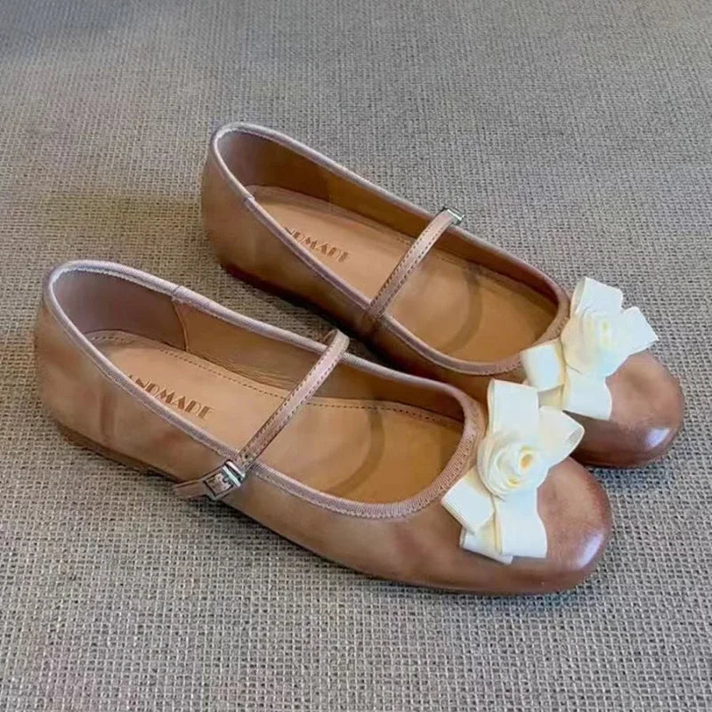 Bow Women Flats Loafers Shoes Elegant Summer Shallow Woman Sandals 2025 Trend Soft Walking Dress Casual Sport Chaussures Femme