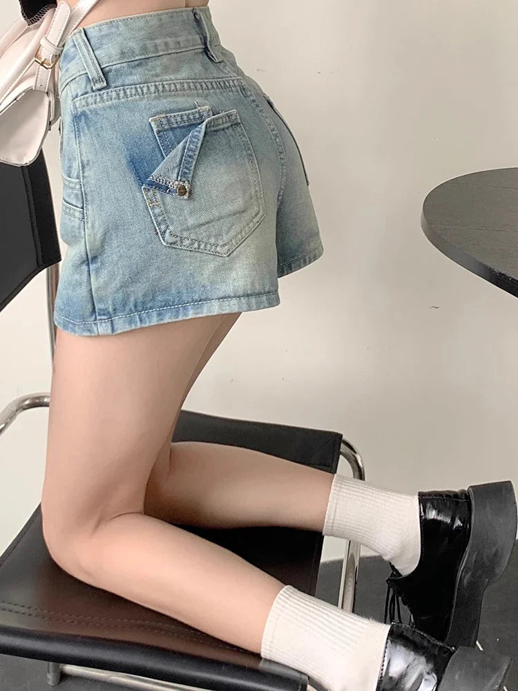 Ins Summer Women Y2k Loose Denim Skirts Lady Korean High Waist Dress Female Light Blue Black Gray Wrap Hip A Line Short Skirts