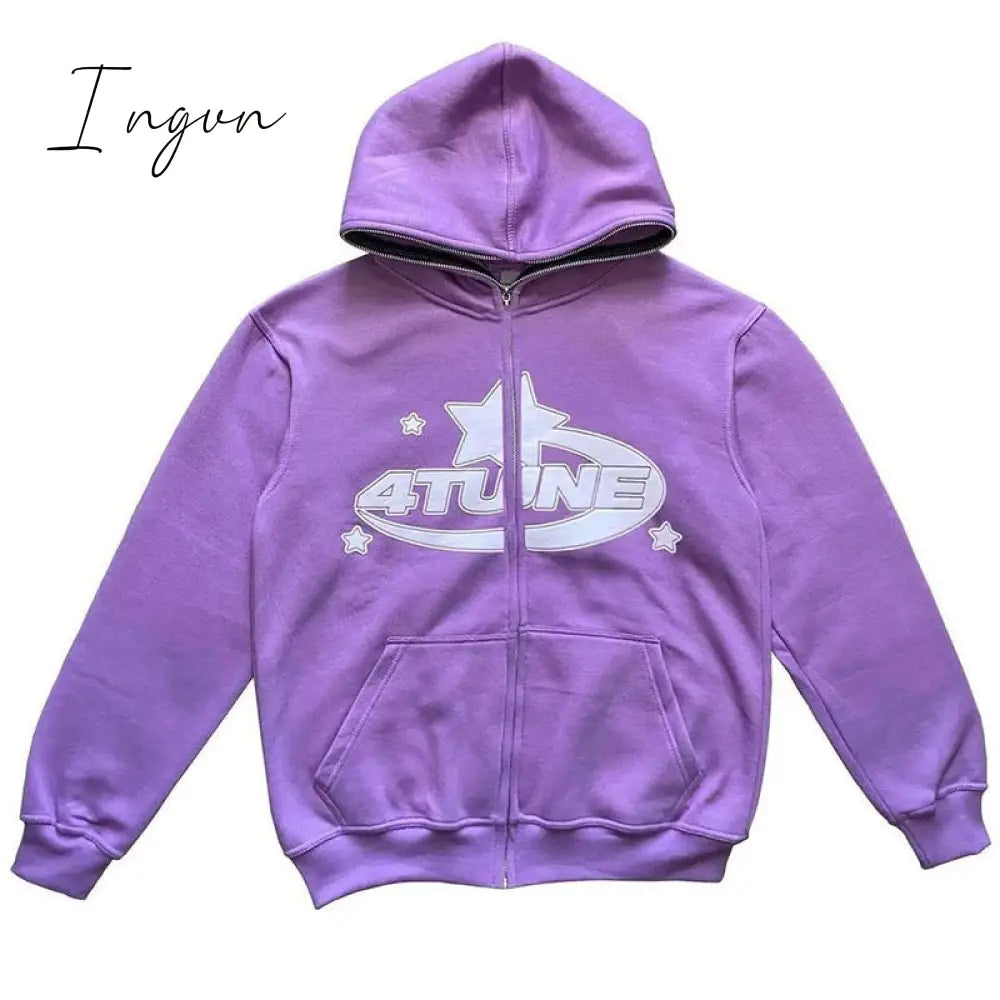 Ingvn - Star Letter Print Hoodies Y2K