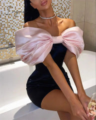Ingvn - Bodycon Sexy Elegant Fashion Party Women Mini Dress Autumn Evening Women's Dresses with Bow for New Year