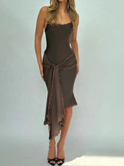 Sexy Lace Patchwork Spaghetti Strap Tie Up Slim Dress For Women Backless Skinny Female Party Evening Dress Summer New