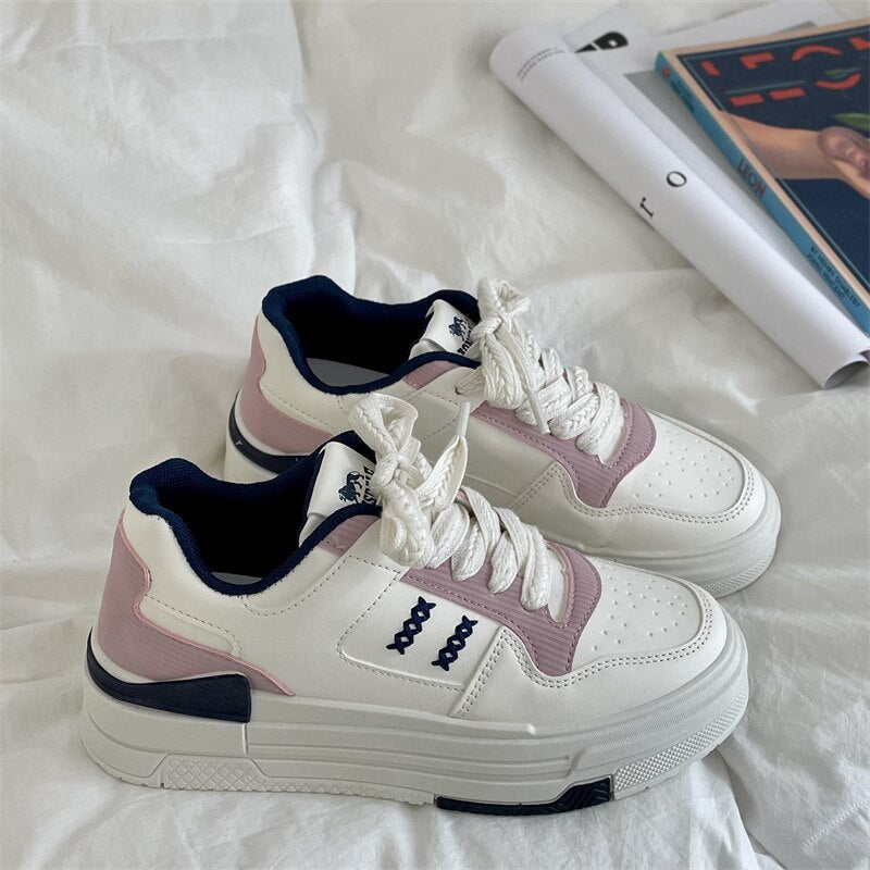 Pphmm Trend Women's Sneakers Casual Tennis Shoes Woman Thick Sole NEW Lace Up Flats Shoes Sneakers Female Sports Shoes Spring Autumn