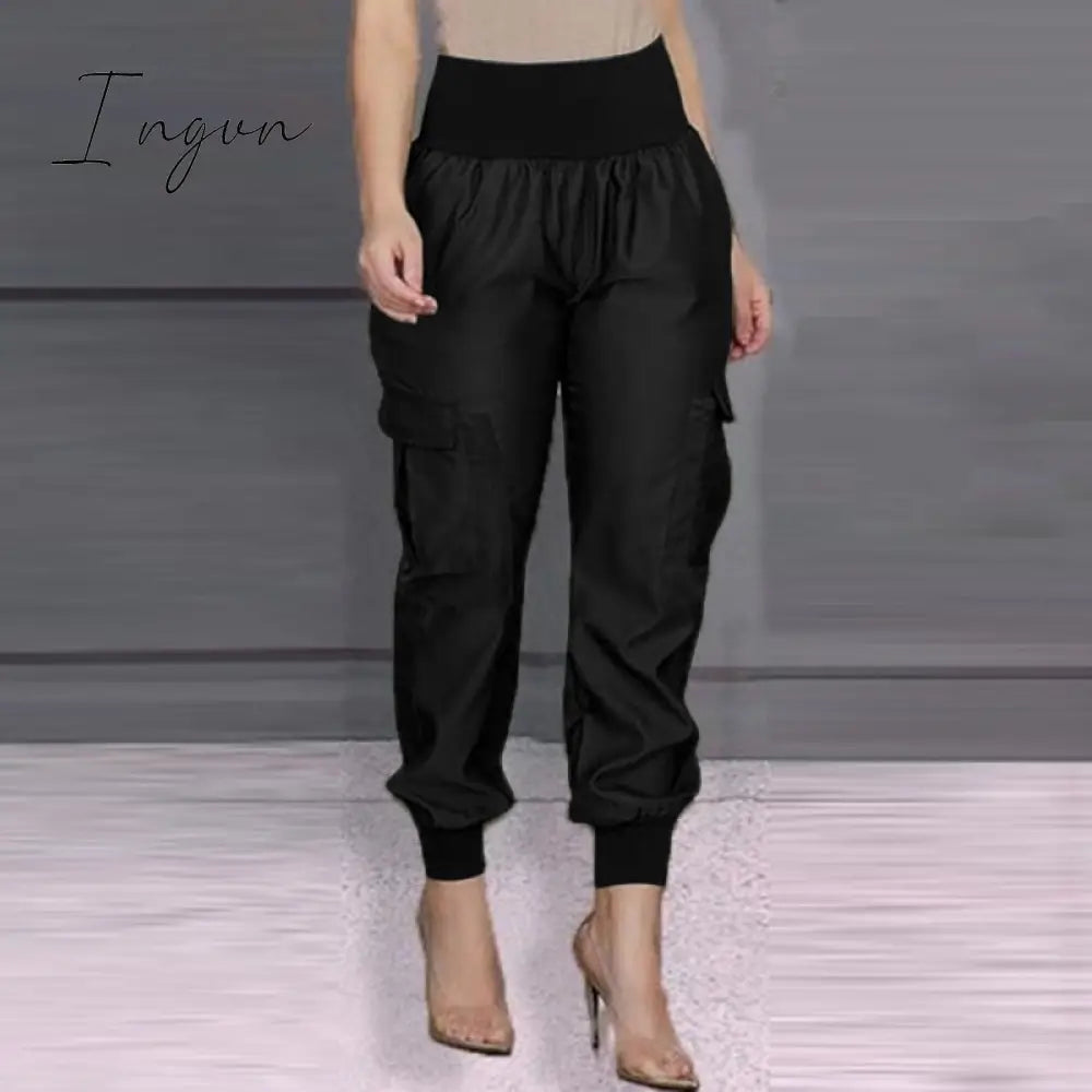 Ingvn - Work OL Overall Women Casual Solid Pant Vintage Elastic Waist Pencil Trouser 2023 Fashion Holiday Pantalon Palazzo Turnip