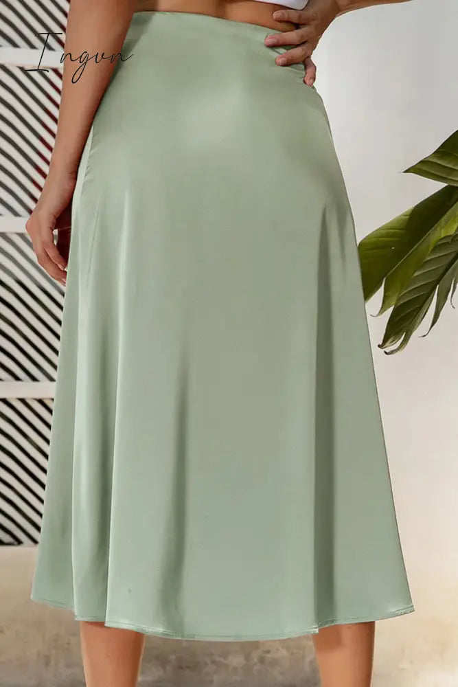 Ingvn - Decorative Buttons Split Midi Skirt