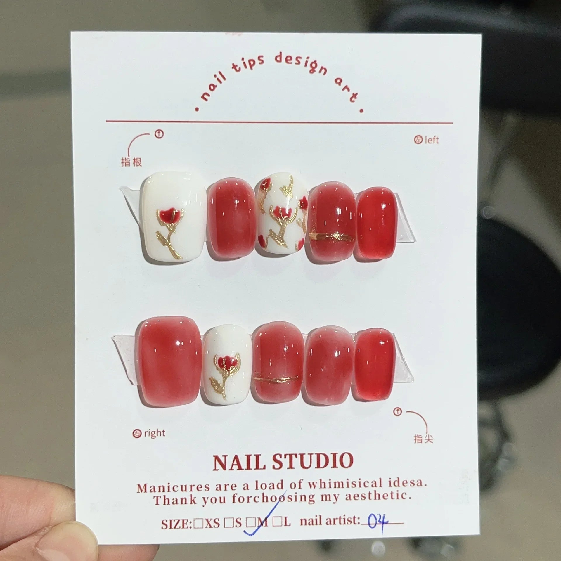 10Pcs Cute Handmade Press On Nails Full Cover Pearls Design Short Round Head False Nails Artificial Manicure Wearable Nail Tips