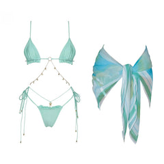 2025 One Piece Swimsuit With Chain Sexy Women Bikini Cut Out Swimwear Female Bandeau Biquini Push Up Bathing Suits Beachwear