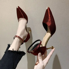 Ingvn  Sandals for Women Blue Ladies Shoes Stiletto Summer  Party Weddings Footwear Pointed Toe Closed Thin Heels on Offer H Luxury