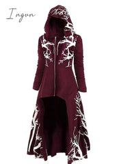 Ingvn - Women's Plus Size Winter Coat Coat Print Abstract Outdoor Halloween Long Sleeve Hoodie Long Winter Fall Black Blue Purple L XL XXL 3XL 4XL