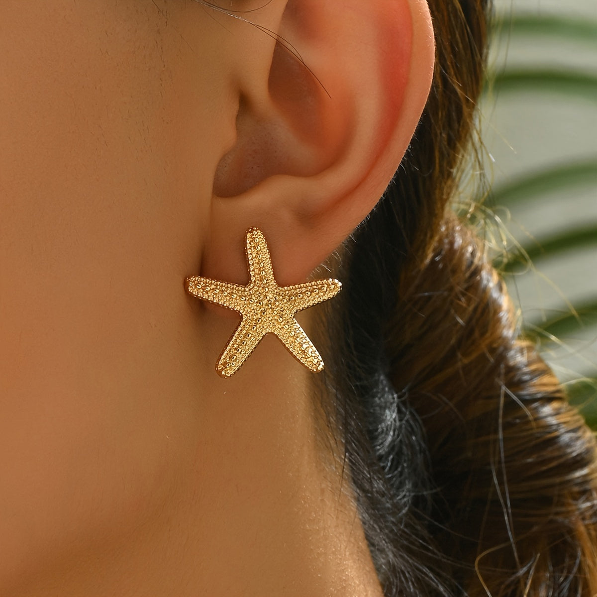 1 Pair of Cute Starfish Stud Earrings for Women, Made of Zinc Alloy Iron Post, No Plating, Versatile Daily Wear and Music Festival Accessories