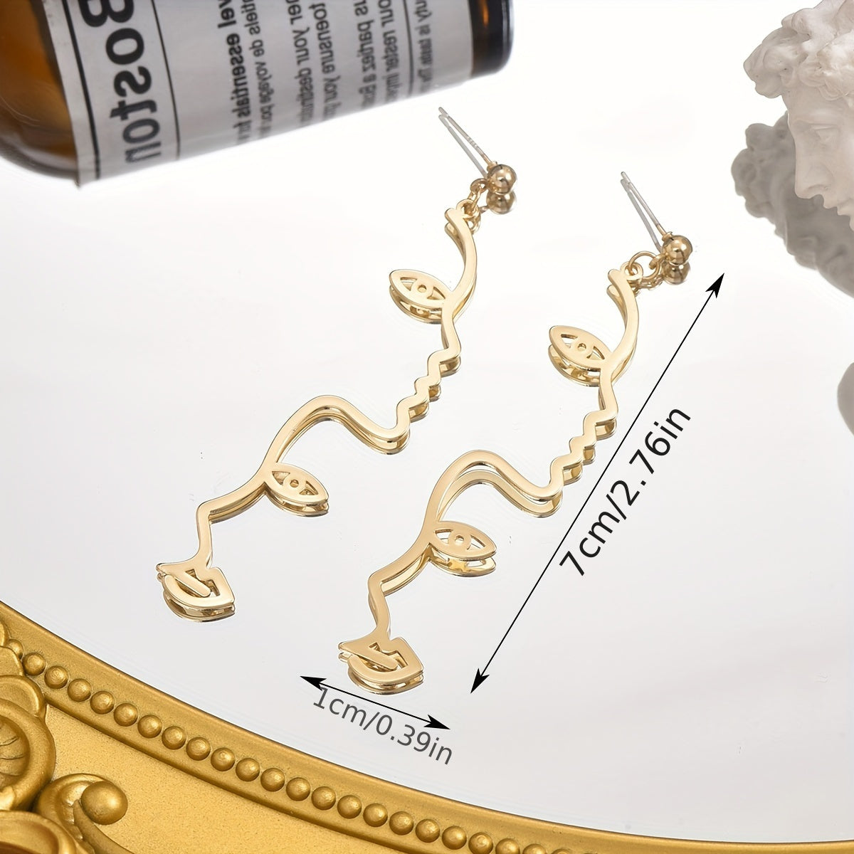 Chic Double-Face Earrings - Linear Artistry for Everyday Glamour & Nighttime Sparkle - 1 Pair - Perfect Accessory for Any Outfit