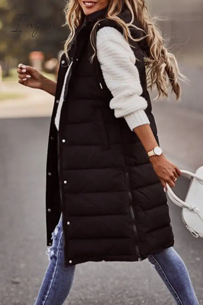 Ingvn - Casual Street Solid Zipper Mandarin Collar Tops
