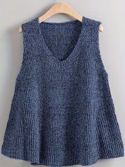 Chic Plus Size V-Neck Sweater Vest - Comfortable Stretch Fit for Daily Wear