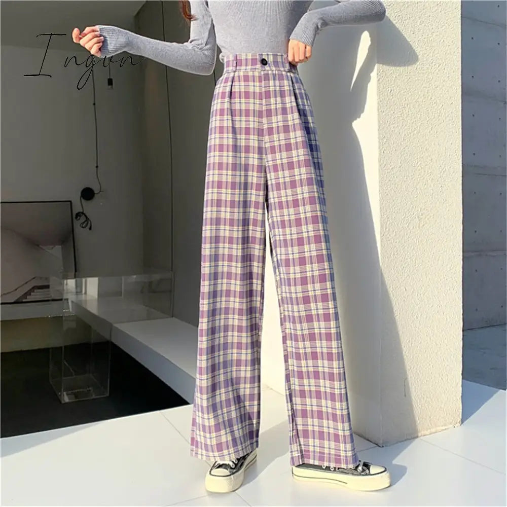 Ingvn - Sweatpants Women Clothes Pants Streetwear Winter Fashion Korean Style Wide Leg Harajuku Baggy Black High Waisted Vintage