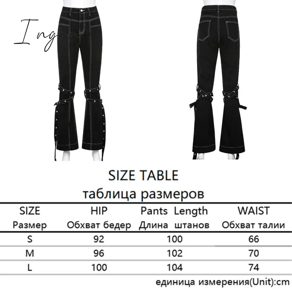 Ingvn - Womens Fashion Trends Pockets Patchwork Baggy Jeans Fashion Streetwear 100% Cotton Women Denim Trouser Loose Cargo Pants Korean Jeans Harajuku