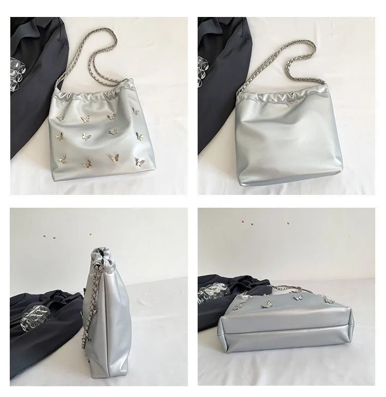 Ingvn  Fashion Chain Butterfly Ladies Shoulder Bags Large Capacity Women's Casual Tote Underarm Bag Commuter Female Travel Handbags