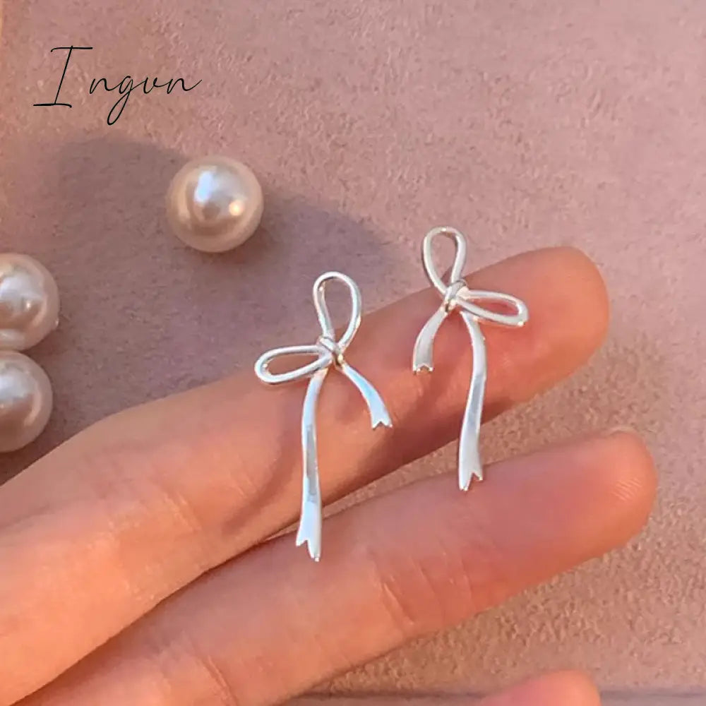 Korean Fashion Sweet Cute Bowknot Stud Earrings for Women Girls New Simple Minimalist Ear Piercing Aesthetic Jewelry Y2K Gifts