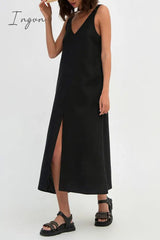 Ingvn - Casual Simplicity Solid V Neck Sleeveless Dresses