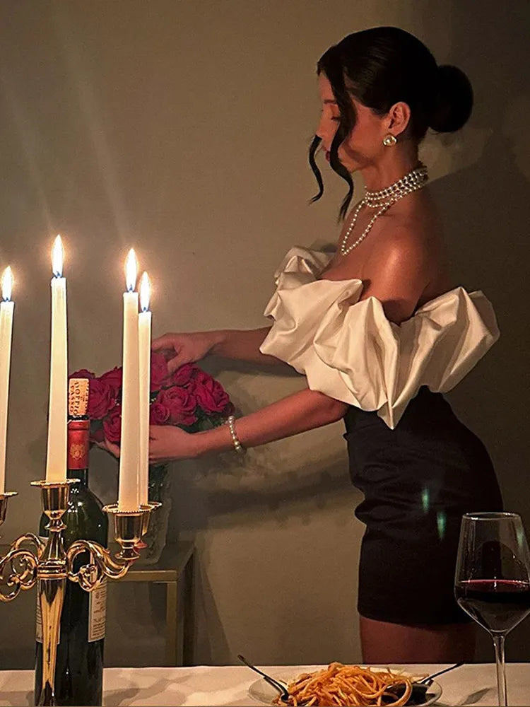 Fashion Ruffled Clloar Mini Dress For Women Sexy Off Shoulder Sleeveless Slim Fit Short Dresses Lady Chic Party Evening Vestidos
