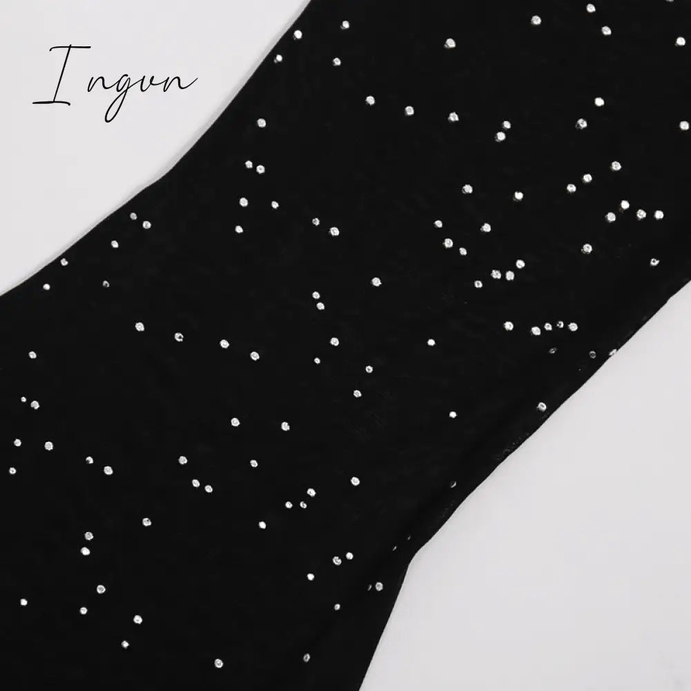 Ingvn - Glitter Black Mesh Sexy Flare Pants Streetwear Rave Bottoms See Through Beach Bell Bottom Pants Summer 2023