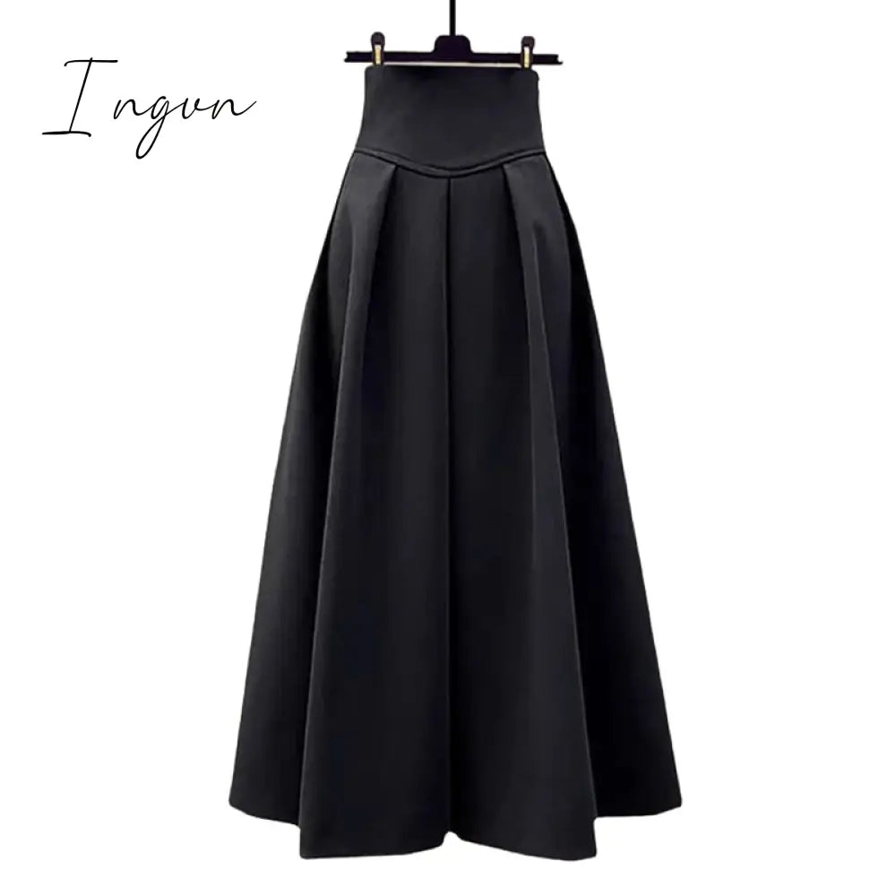 Ingvn - 2023 New Little Fragrance Two Piece Set Streetwear Stylish V-Neck Tweed Jacket+High Waist A-Line Skirt With Split Wide Leg Pants