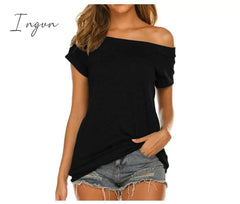 Ingvn - Stylish Off Shoulder Solid Color Long Sleeve Tops