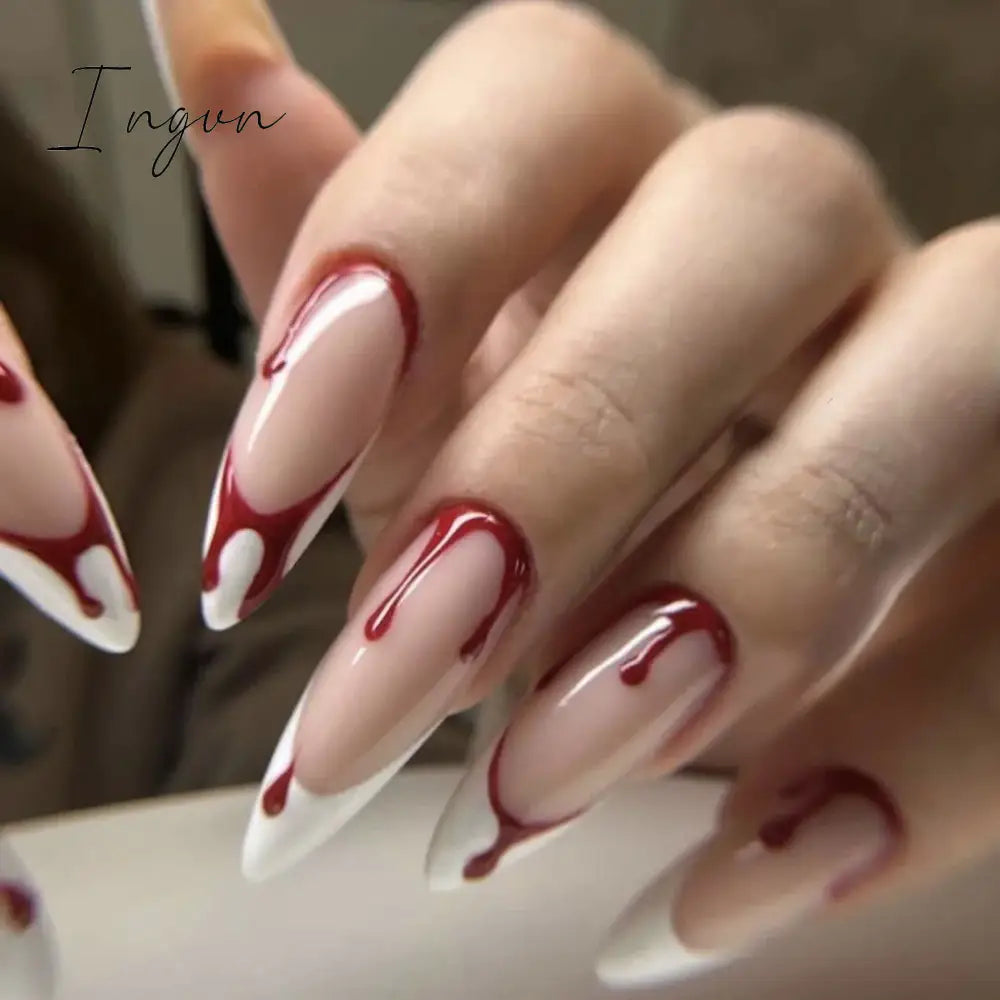 24pcs y2k Long Pointed False Nails Cool Girl Style Silver Flame Pattern Press on Nails Detchable Full Cover Fake Nail Patches