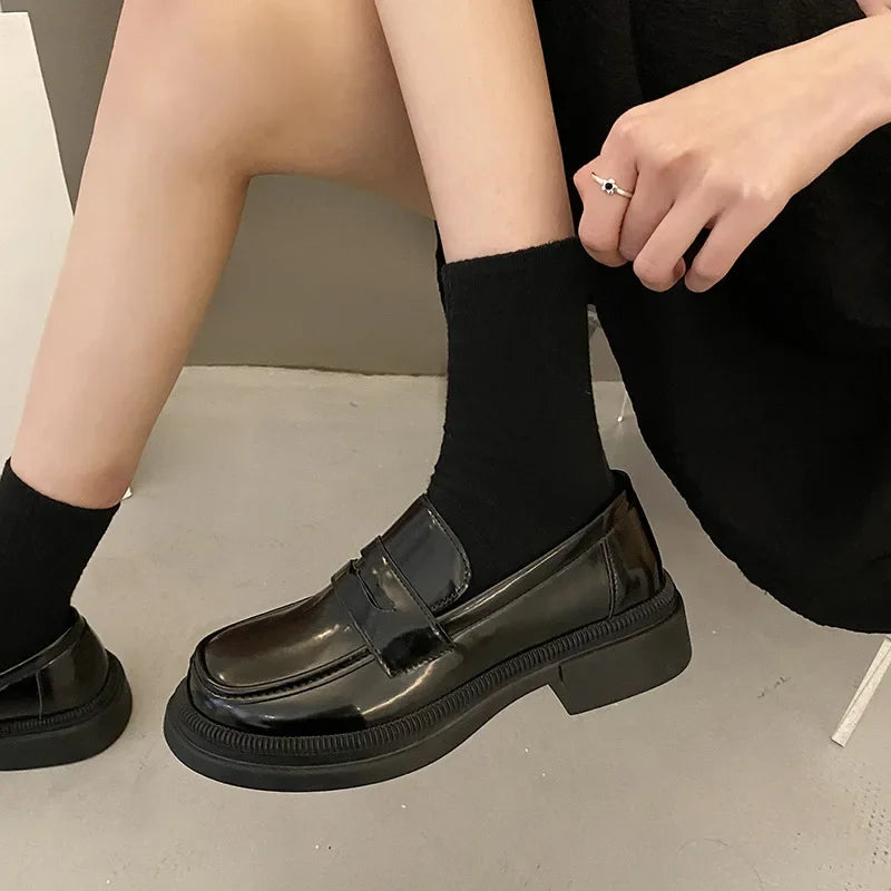 Brown Loafers Women Japanese School Students JK Uniform Shoes Round Toe Women Girls Retro Round Toe Lolita Cosplay Shoes Size 42