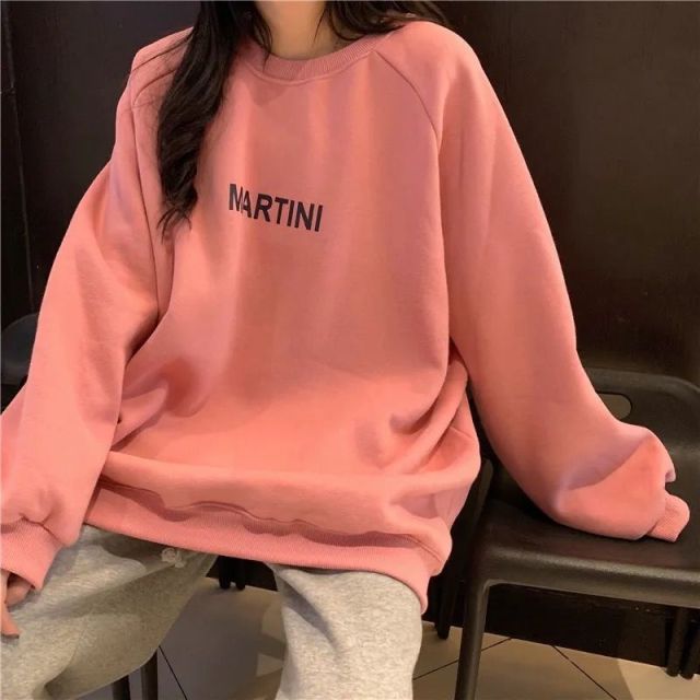 Autumn Winter Girl Korean Version Oversized Hoodies Street Style Letter Embroidery Sweatshirt Fleece Thick Pullover Tops Femmes