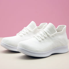 Women's Breathable Knit Sneakers, Casual Lace Up Outdoor Shoes, Comfortable Low Top Shoes plus size