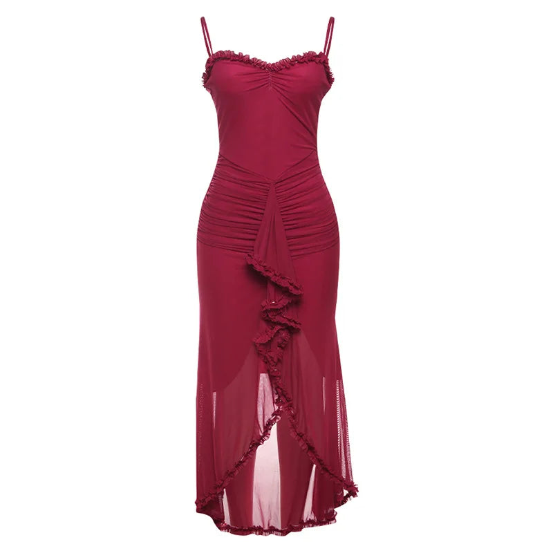 Ladies Autumn Feather New Fashion Evening Party Dress Women Sleeveless Backless Side Slit Bodycon Maxi Dresses Club Streetwear