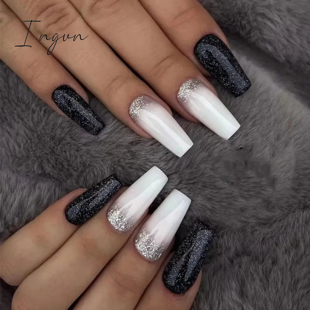 24Pcs Fake Nails Press On Supplies False Charms Tips For ABS Nail Art And Decorations Manicure Extension Contains Jelly Gel