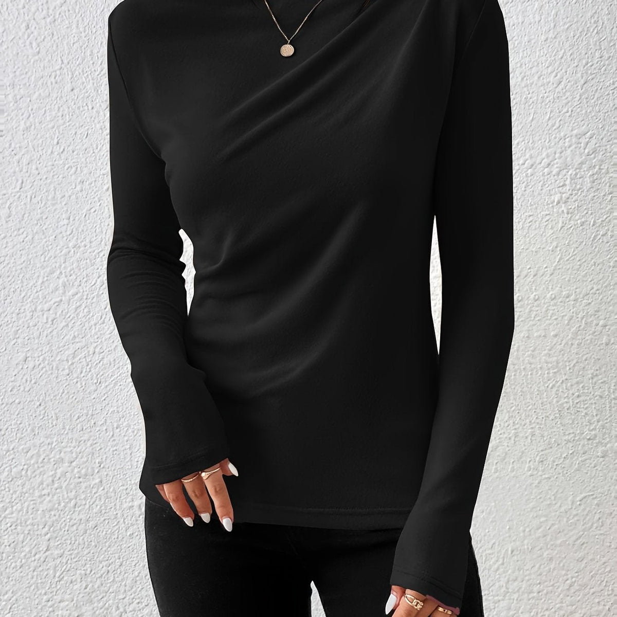 Womens Classic Solid Boat Neck T-Shirt - Stylish Long Sleeves for Spring & Fall - Versatile Casual Top - Premium Quality Wardrobe Staple