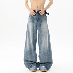 Wide Leg Washed Baggy Loose Fit High Waisted Vintage Denim Jeans Casual Streetwear Trendy Stretch Comfy Women Men Unisex Fashion