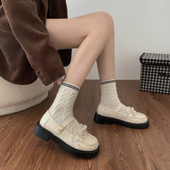 New British Style All-match One-word Buckle Belt Mary Jane Shoes Women's Casual Soft Leather Loafers Small Leather Shoes