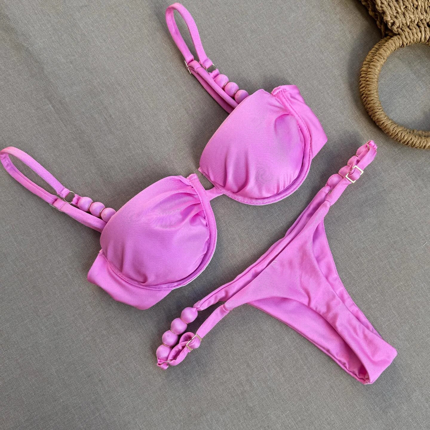 Sexy Bikini Women Swimsuit Female Swimwear Bandeau Biquini Thong Bathing Suit Shiny Swimming Suits Halter Bodysuit Beachwear