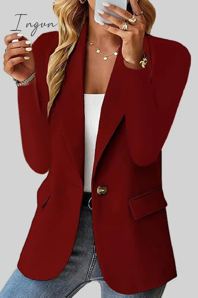 Ingvn - Casual Solid Cardigan Turn-back Collar Outerwear