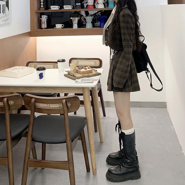 New Korean Temperament Short Suit Jacket + White Shirt + High Waist Pleated Skirt Three-piece Women's Clothing Campus Wear