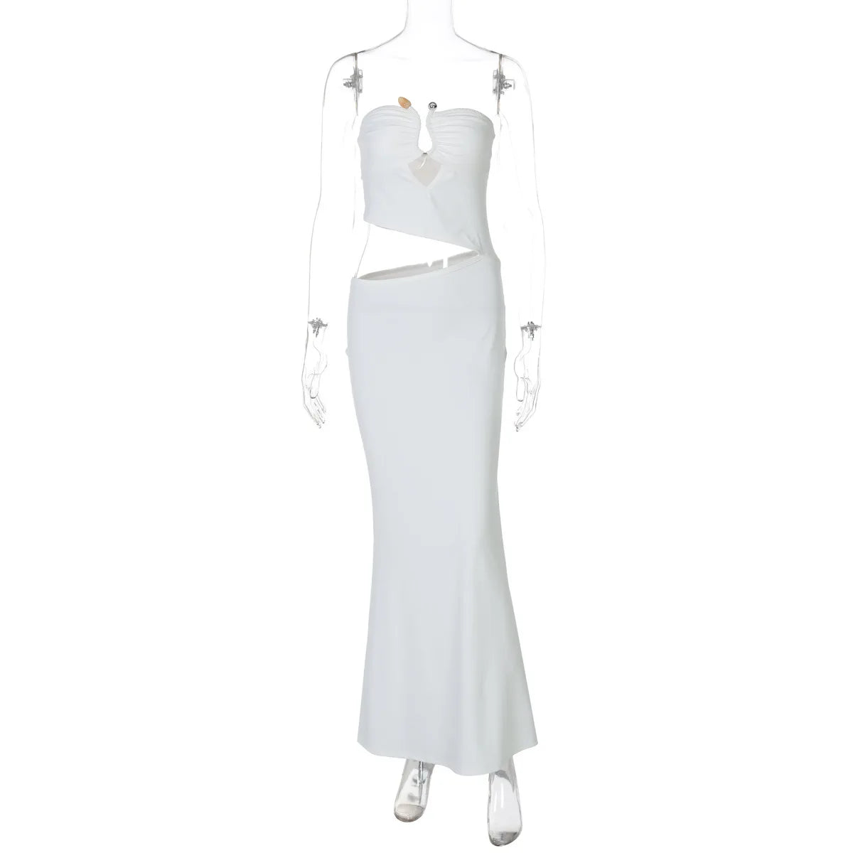 Strapless Hollow Out Sexy Maxi Dress Women Gown Summer New Off-shoulder Backless Sleeveless Beach Club Long Dress
