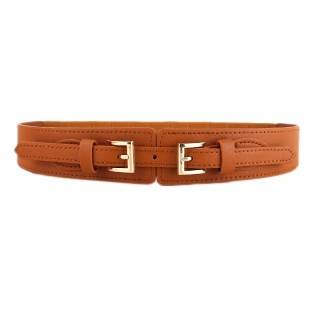 Luxury ladies wide belt elastic vintage buckle leather wide fashion wild pin buckle women's belt waist seal belt