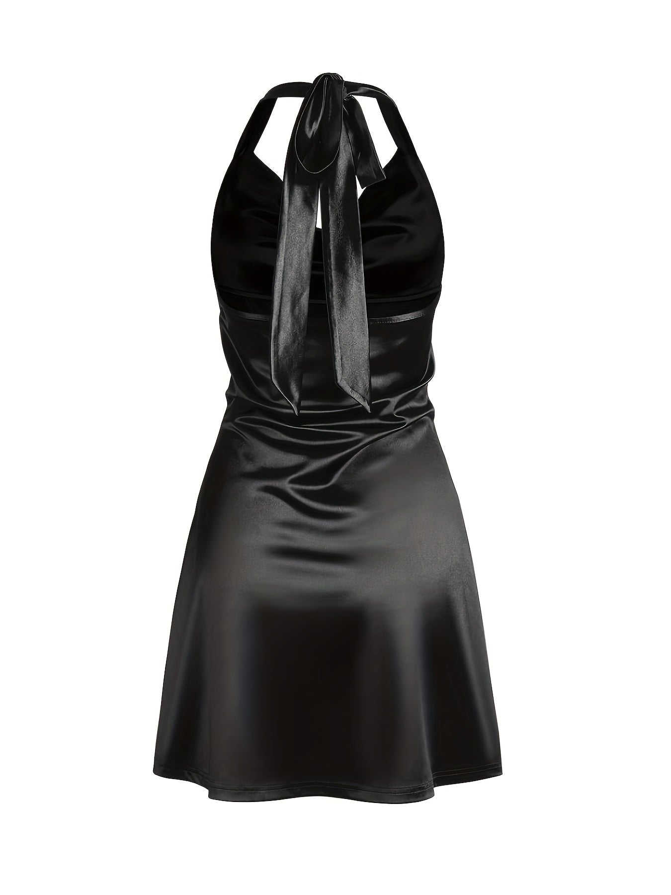 Sexy Satin Cowl Neck Halter Dress - Backless Mini Dress for Evening Party - Women's Clothing