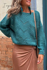 Ingvn - Casual Solid Hollowed Out O Neck Tops
