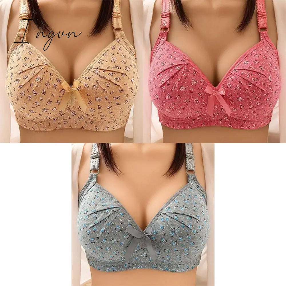 Ingvn - Plus Size Bra for Women Underwear Wire Free Comfort Push Up Bras Female Sexy Lingerie Soft Thin Breathable Black Red Bralette