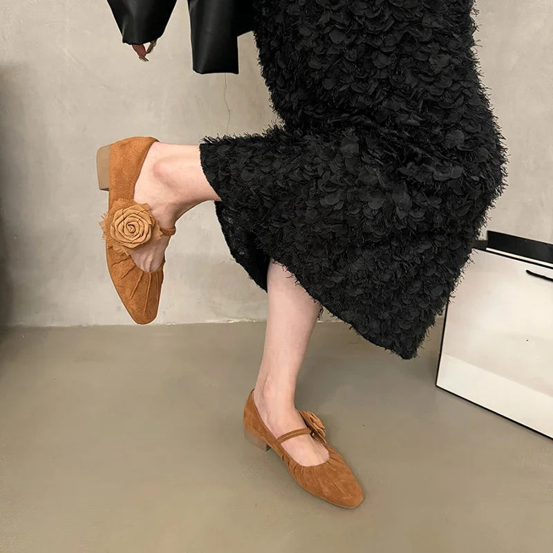Ingvn  Women Pumps Shoes Fashion Shallow Flower Ladies Slip On Shoes Street Style Dress Mary Jane Shoes