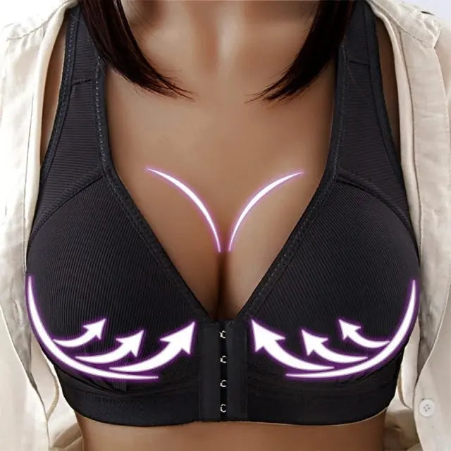 Sexy Plus Size Push Up Bra Front Closure Solid Color Brassiere Wire Free Bralette Seamless Bras For Women Hot Sale