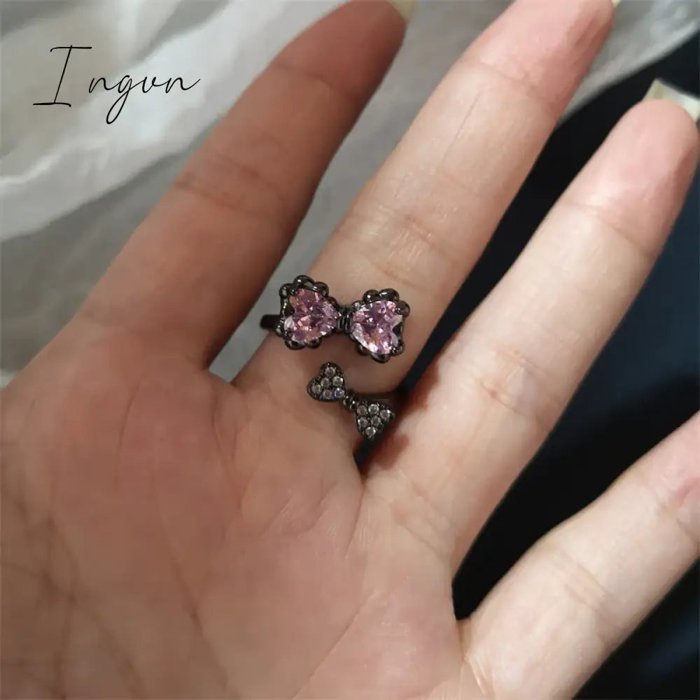 Fashion Gothic Animal Black Zircon Rings Y2K Star Crystal Opal Ring Goth Spider Butterfly Rings for Women Girl Aesthetic Jewelry