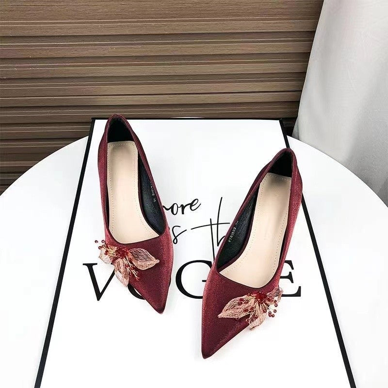 Red Wedding High Heels for Women Not Tired Feet 2025 New Chinese Toast Bride Wedding Shoes Hesu Wedding Dress