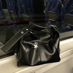 INGVN  Trendy Women Punk Solid Shoulder Handbags All Match Vintage Streetwear Crossbody Bags Casual Y2k Aesthetic Underarm Bag Japanese