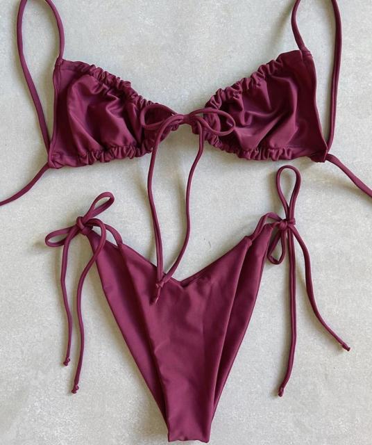 Low Waist Bikini Triangle Swimwear Female String Swimsuit Women Print 2 Piece Suit Push Up Bathing Suit Swim Suit New