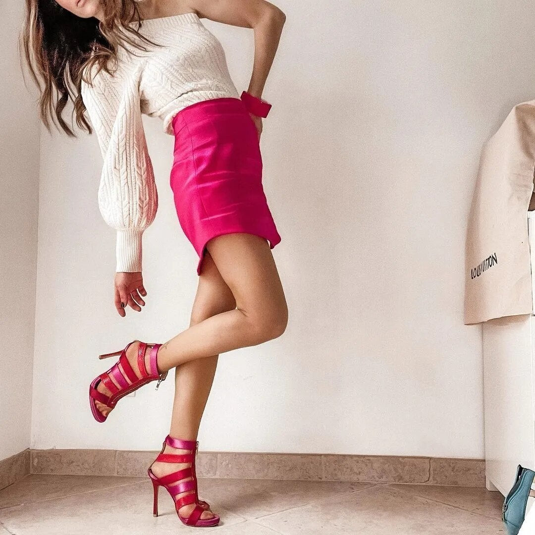 Women Skirts  Summer Fashion Silk Satin High-Waisted Skirt Woman Sexy Party Bag Hip Side zipper Mini Skirt Female